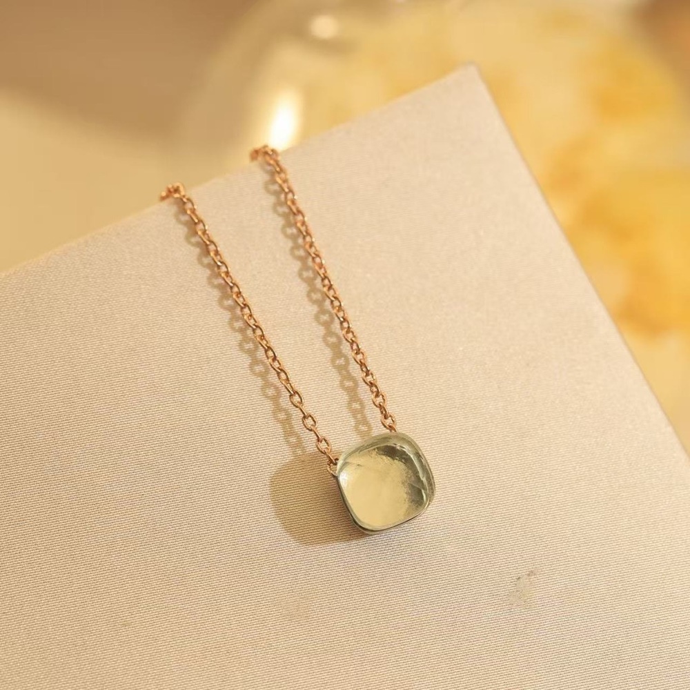 Pomellato Rose Gold Chain with Pale Green Cushion Pendant